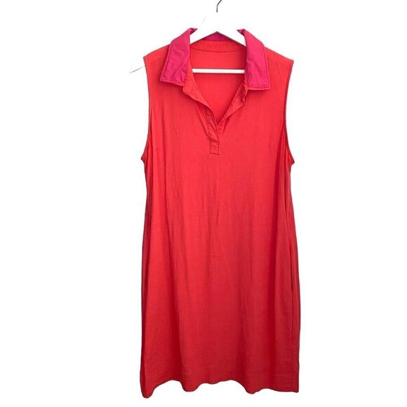 Sleeveless Popover Sundress with V-Neck Collar‎ & Pockets Travel Vacay Size M-L - Picture 1 of 6